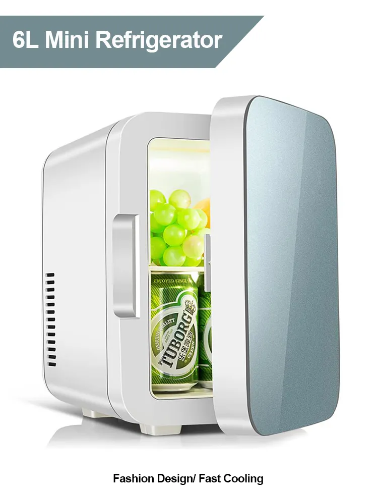 Mini réfrigérateur portable 6L – Refroidissement thermoélectrique 12V/220V, idéal pour cosmétiques, bureau et voiture