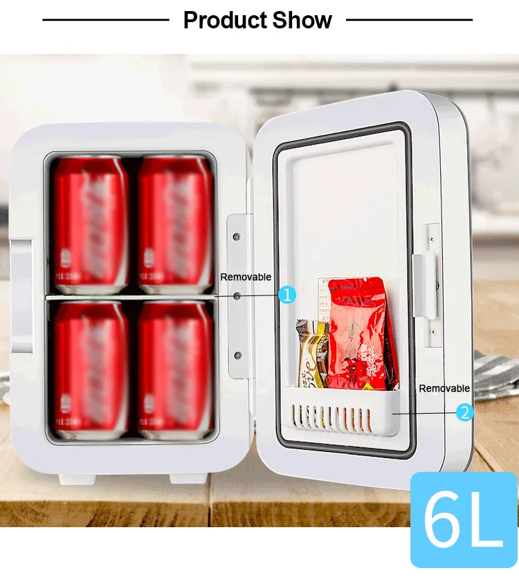 Mini réfrigérateur portable 6L – Refroidissement thermoélectrique 12V/220V, idéal pour cosmétiques, bureau et voiture