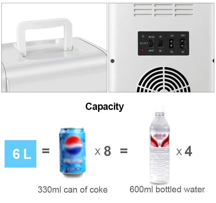 Mini réfrigérateur portable 6L – Refroidissement thermoélectrique 12V/220V, idéal pour cosmétiques, bureau et voiture