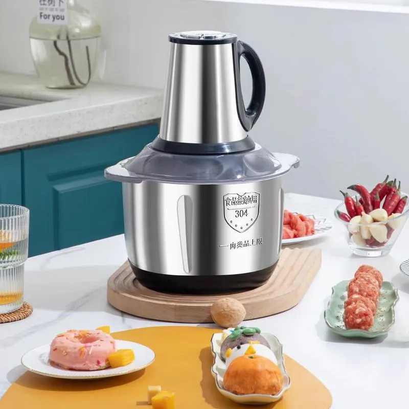 Hachoir Électrique Multifonction 5L – Inox 304, Double Lame, Hachage Rapide et Efficace