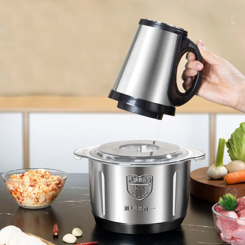 Hachoir Électrique Multifonction 5L – Inox 304, Double Lame, Hachage Rapide et Efficace