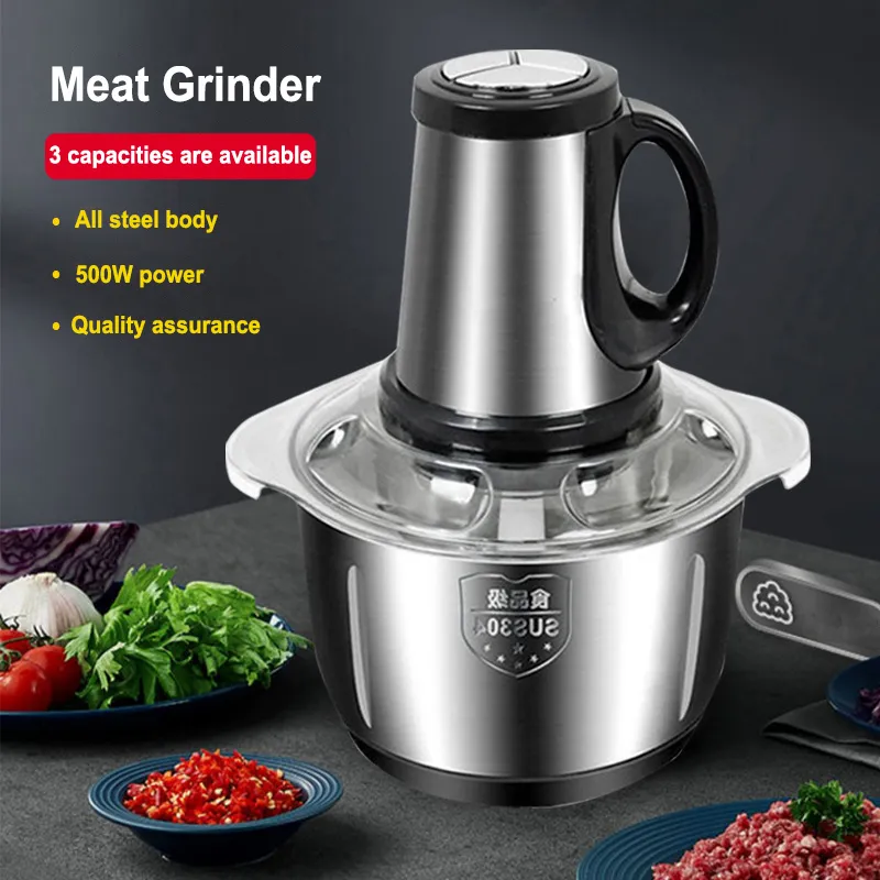 Hachoir Électrique Multifonction 5L – Inox 304, Double Lame, Hachage Rapide et Efficace