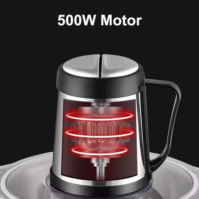Hachoir Électrique Multifonction 5L – Inox 304, Double Lame, Hachage Rapide et Efficace