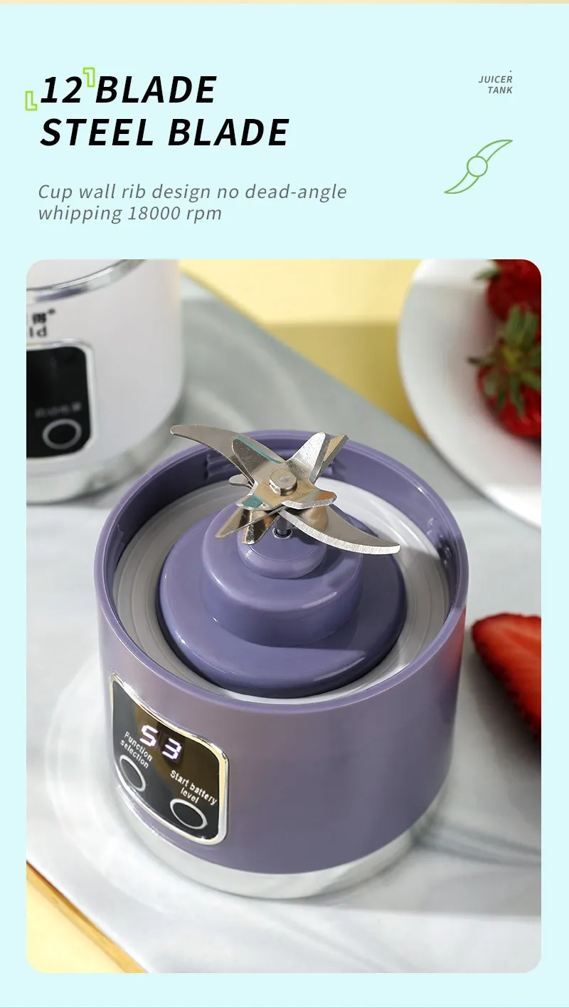 Mixeur Portable Électrique Rechargeable – Blender Smoothie Multifonction pour Jus, Fruits, Légumes et Glaces
