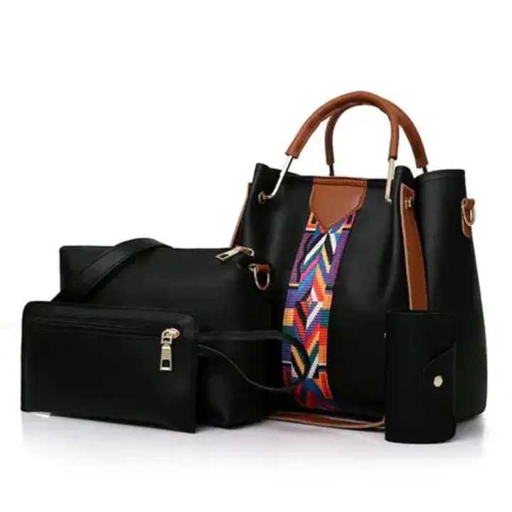 Ensemble de Sacs 4 pièces Femme – Sac à Main Élégant avec Bandoulière, Pochette et Porte-Monnaie