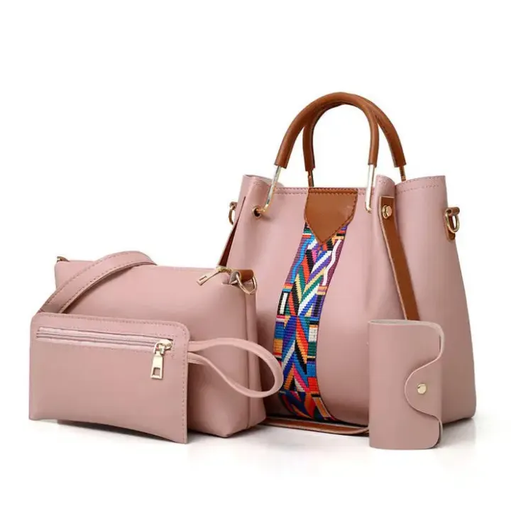 Ensemble de Sacs 4 pièces Femme – Sac à Main Élégant avec Bandoulière, Pochette et Porte-Monnaie
