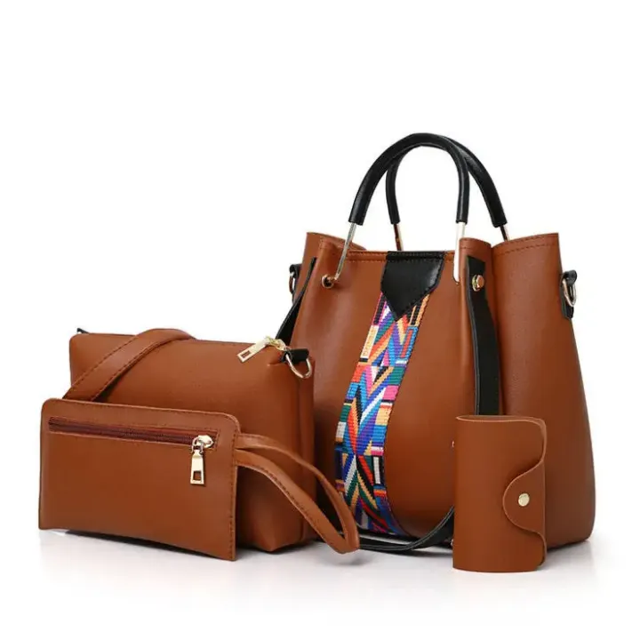Ensemble de Sacs 4 pièces Femme – Sac à Main Élégant avec Bandoulière, Pochette et Porte-Monnaie