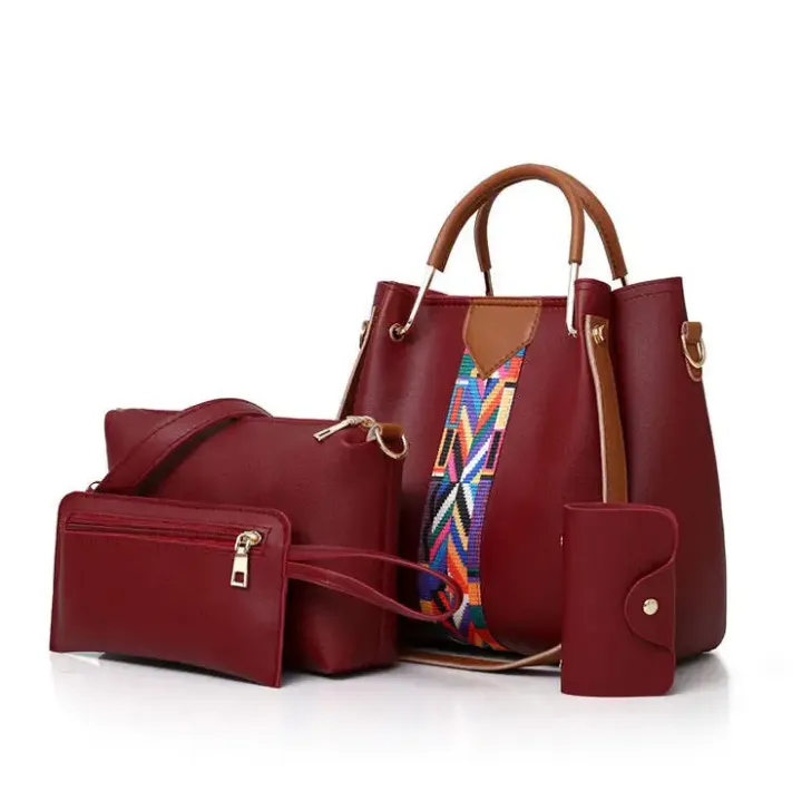 Ensemble de Sacs 4 pièces Femme – Sac à Main Élégant avec Bandoulière, Pochette et Porte-Monnaie