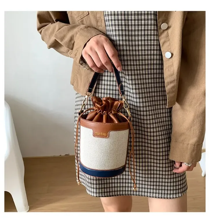 Sac Seau à Cordon Femme – Style Vintage, Bandoulière Réglable, Petit Format Chic