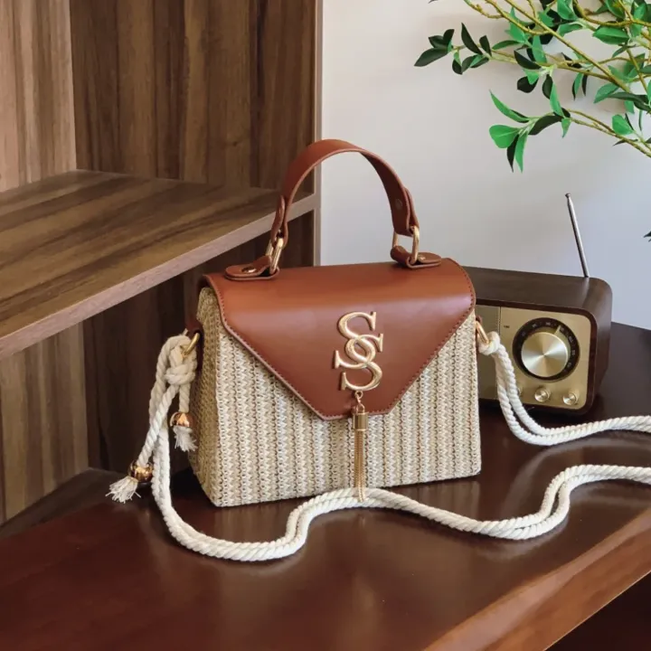 Sac Bandoulière Femme Style Bohème Tissé – Léger et Élégant avec Fermeture Contraste
