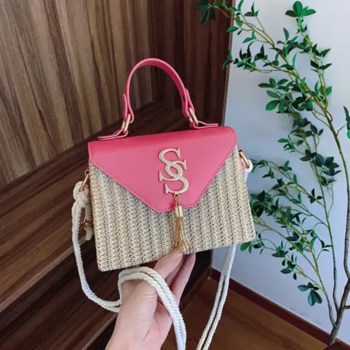 Sac Bandoulière Femme Style Bohème Tissé – Léger et Élégant avec Fermeture Contraste