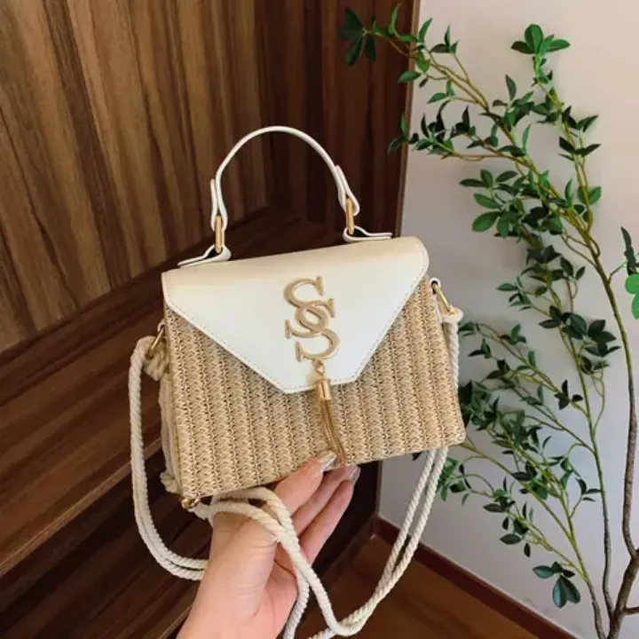 Sac Bandoulière Femme Style Bohème Tissé – Léger et Élégant avec Fermeture Contraste