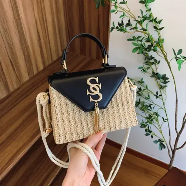 Sac Bandoulière Femme Style Bohème Tissé – Léger et Élégant avec Fermeture Contraste