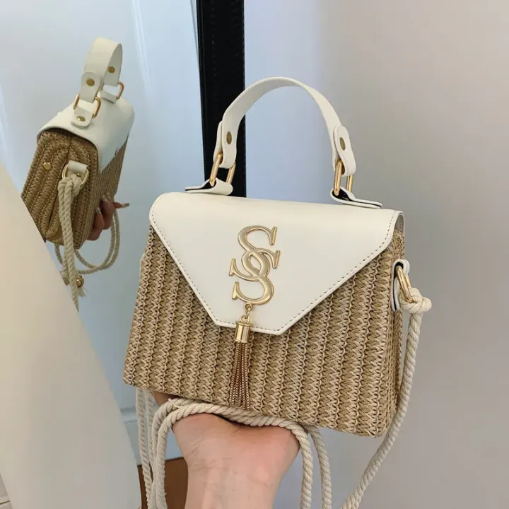 Sac Bandoulière Femme Style Bohème Tissé – Léger et Élégant avec Fermeture Contraste