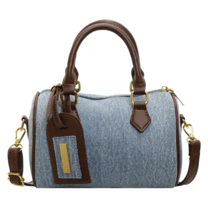 Sac Boston Femme – Style Marque Luxe en Tissu et Similicuir, Élégant et Spacieux