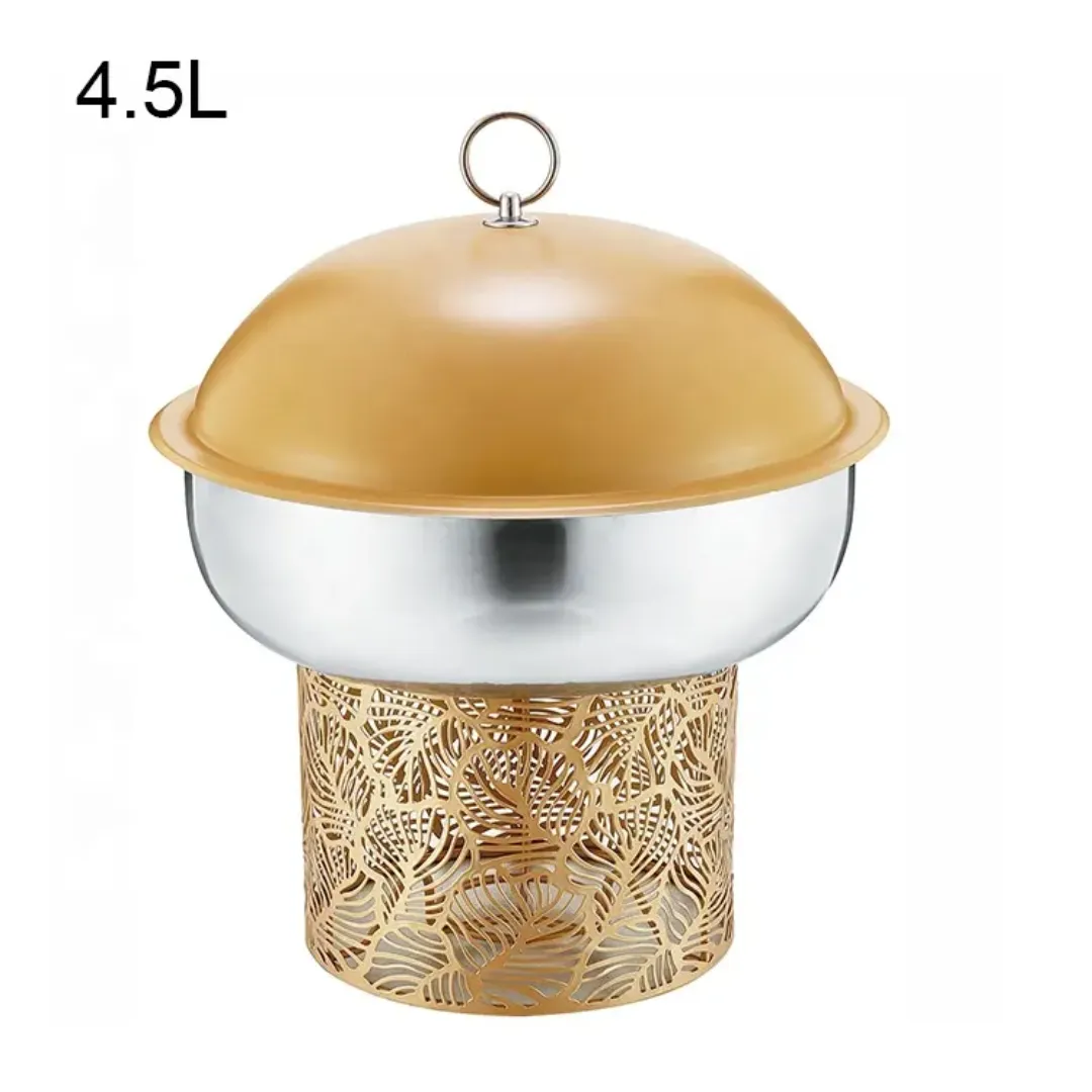 Chafing Dish Décoratif de Luxe 4.5L - Modèle Feuilles Dorées ou Noires, Présentoir Chauffe-Plat pour Traiteur