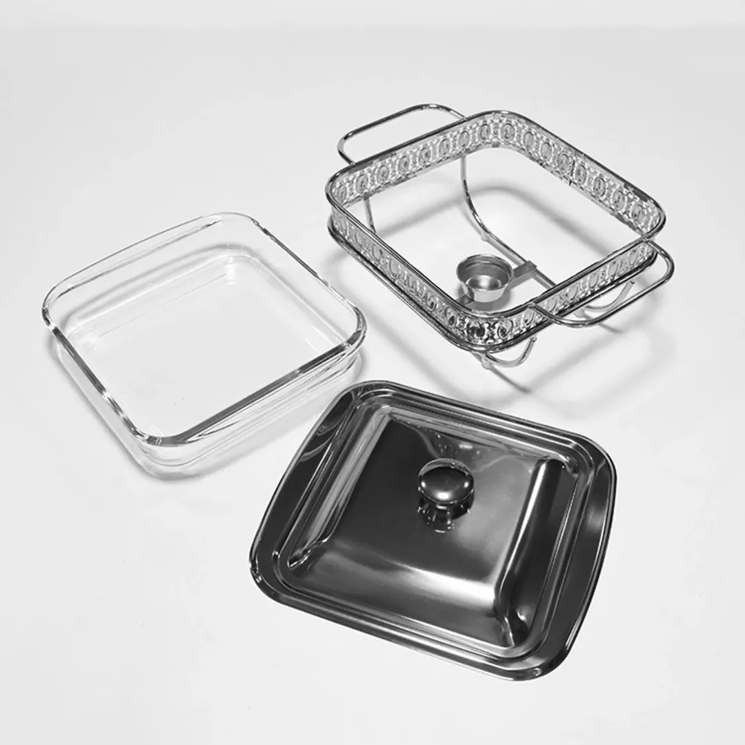 Chafing Dish Carré Argenté Armain 1.8L - Chauffe-Plat Compact