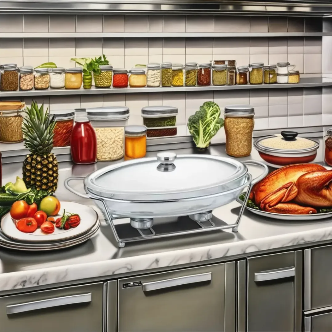 Chafing Dish Ovale Argenté 3L - Chauffe-Plat Design avec Lignes Élégantes