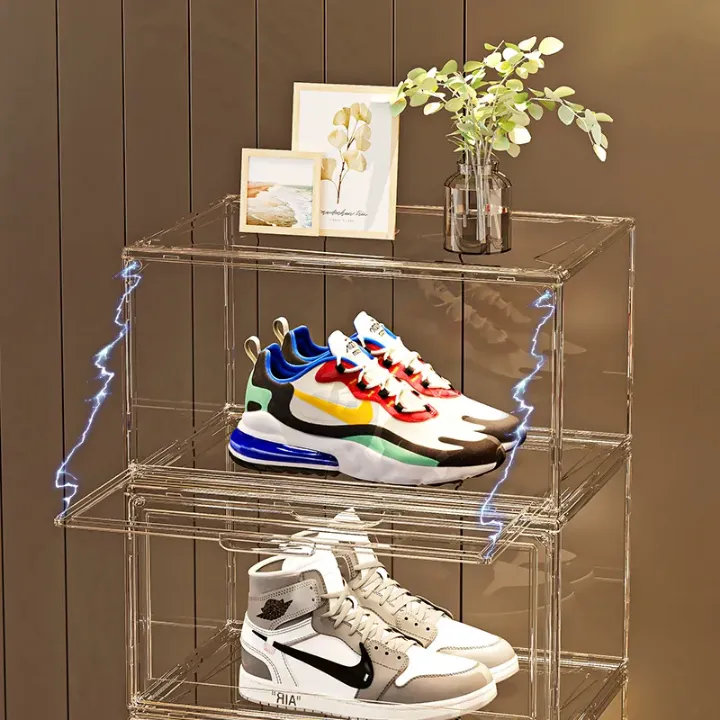 Boîte de Rangement Polyvalente Empilable en Acrylique Transparent – Chaussures, Sacs à Main, Casques