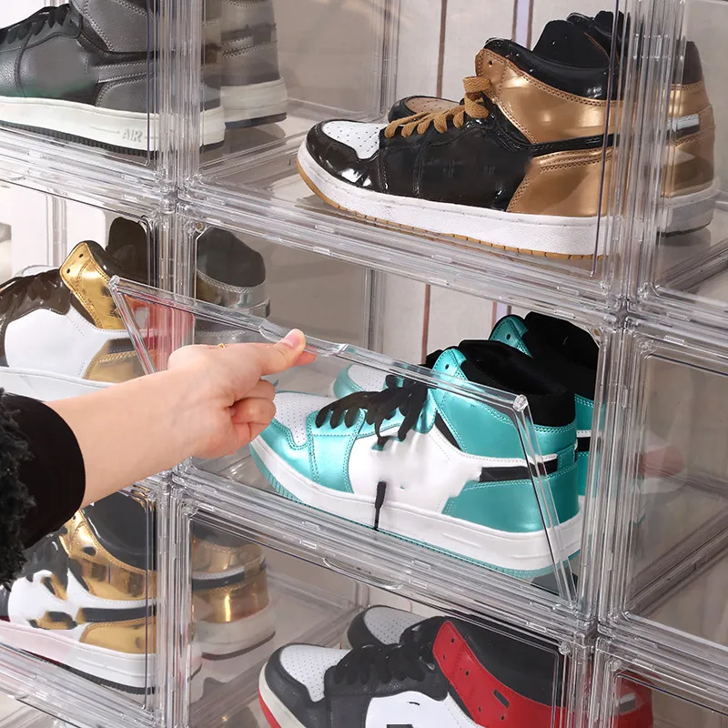 Boîte de Rangement Polyvalente Empilable en Acrylique Transparent – Chaussures, Sacs à Main, Casques