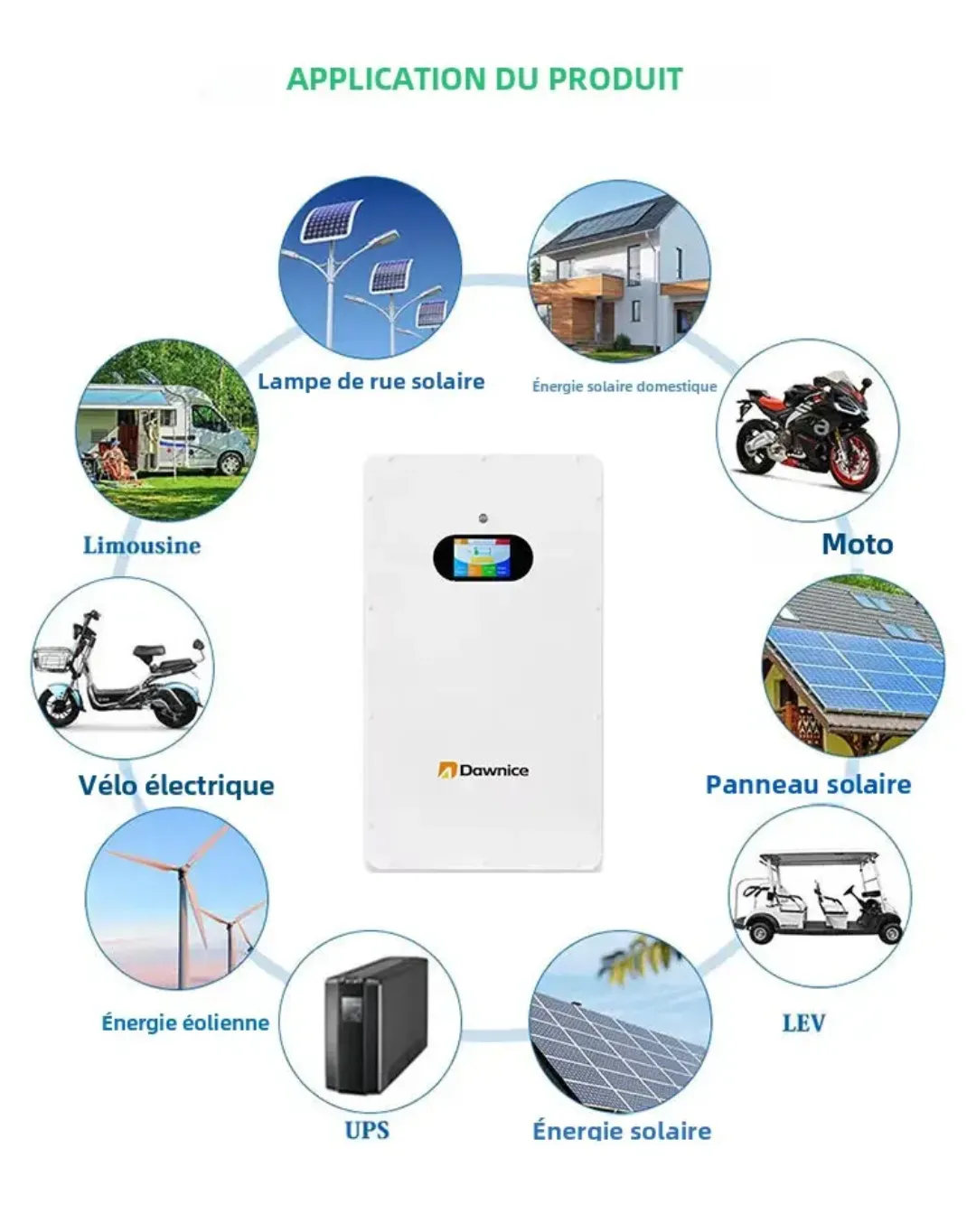 Batterie Murale Lithium LiFePO4 51.2V 206Ah (10.55kWh) - Écran Tactile, WiFi & Bluetooth - 6000+ Cycles