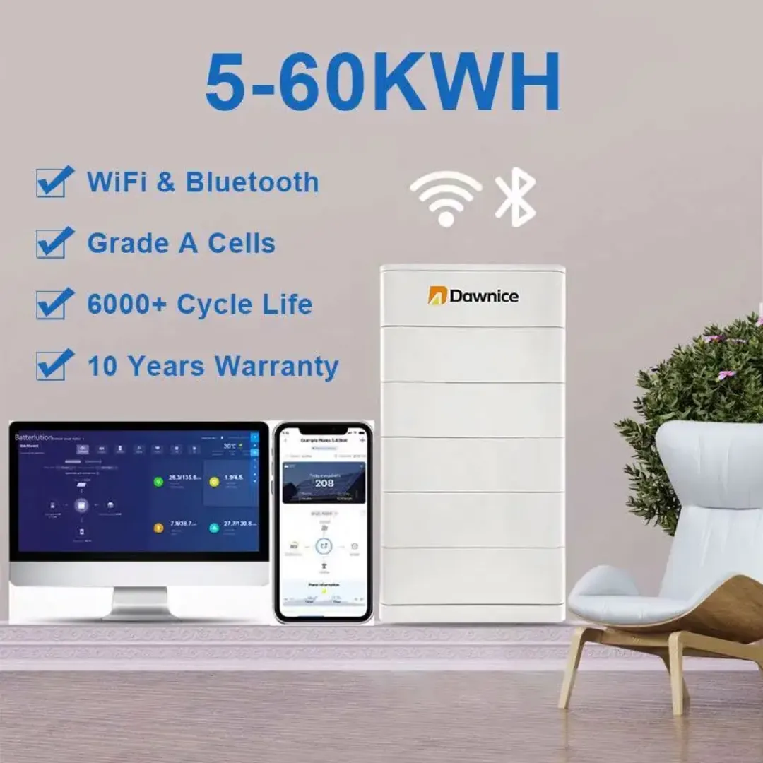 Batterie Empilable 51.2V 206Ah x2 (20.99kWh) - Type Basse Tension, Smart BMS, Bluetooth, WiFi, Disjoncteur