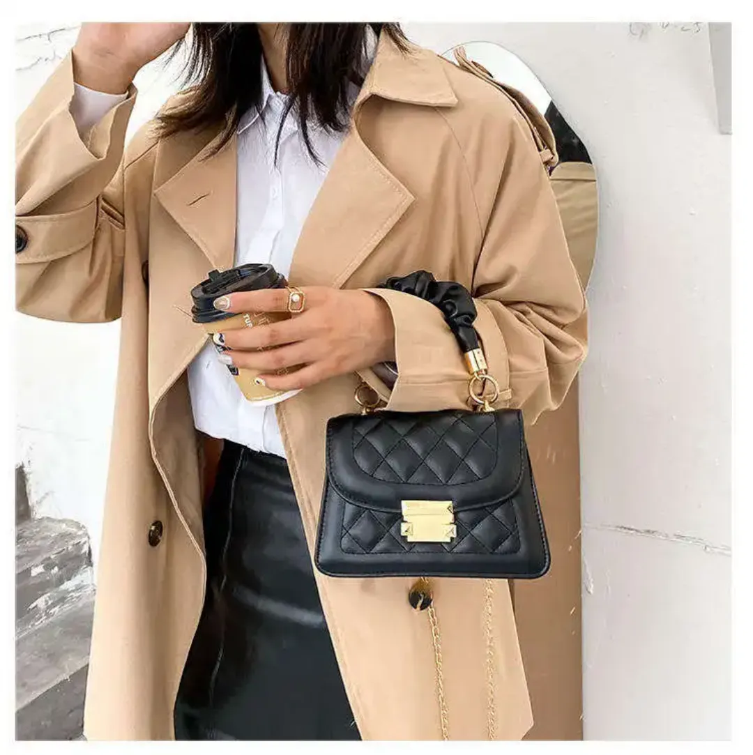 Sac à Main Femme Style Coréen – Effet Matelassé avec Poignée Torsadée et Bandoulière