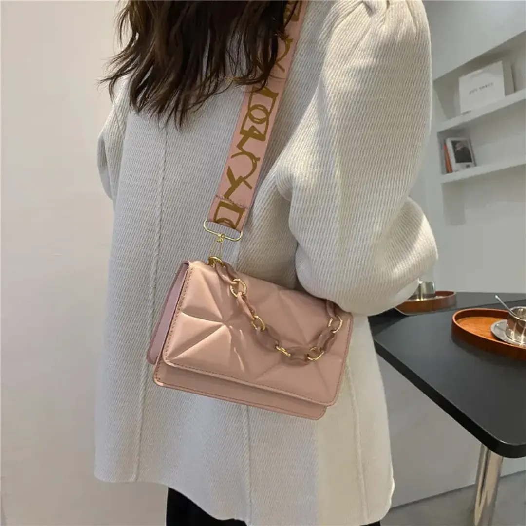 Sac à main en cuir PU de haute qualité pour femmes – design carré avec chaîne élégante, format mini tendance