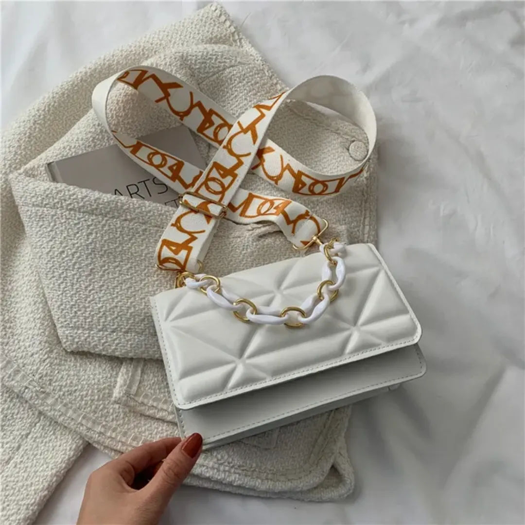 Sac à main en cuir PU de haute qualité pour femmes – design carré avec chaîne élégante, format mini tendance
