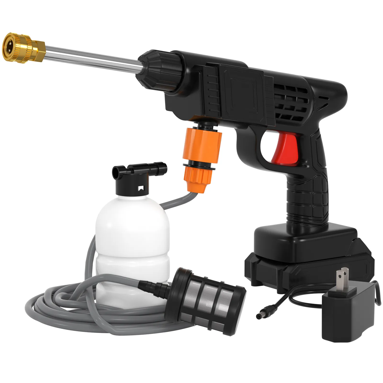 Pistolet de Lavage Haute Pression Sans Fil – 300W, Batterie Lithium, Jusqu'à 30 Bars pour Voiture, Moto, Sol, Vitrines