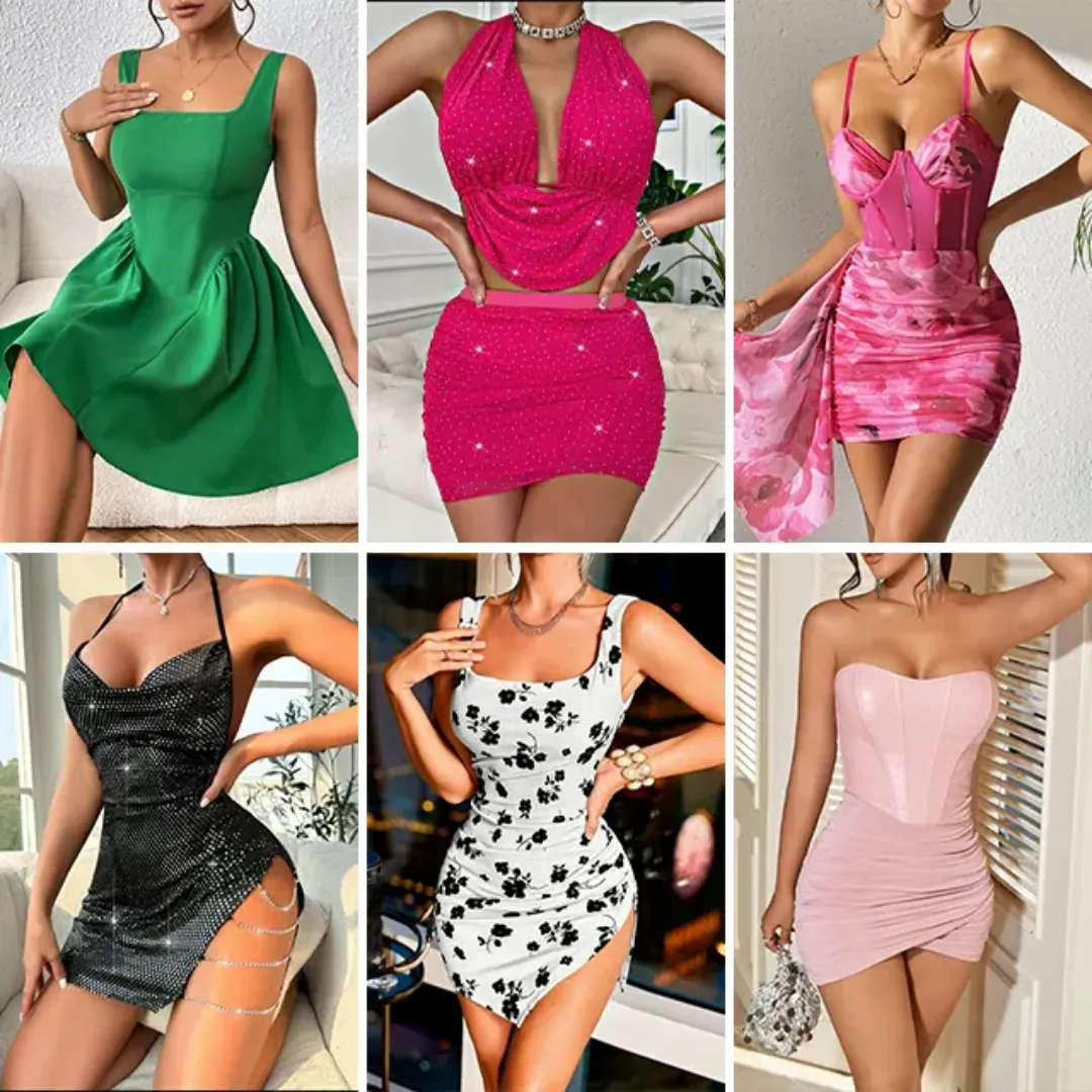 Lot de Robes Sexy et Élégantes pour Femmes - Styles Mélangés - Idéal pour Revente ou Boutique