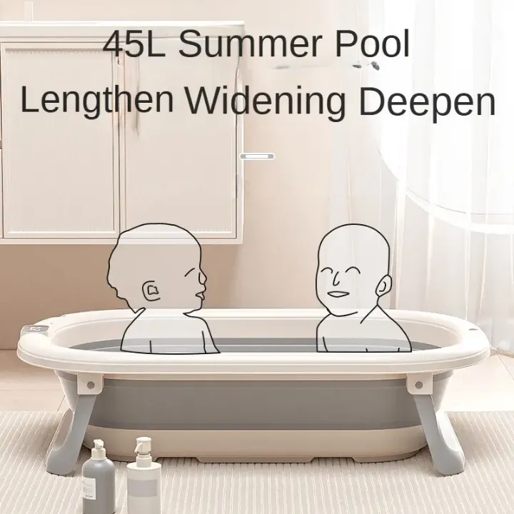 Baignoire Bébé Pliable avec Détection de Température et Coussin de Bain – Pour Nouveau-nés et Enfants