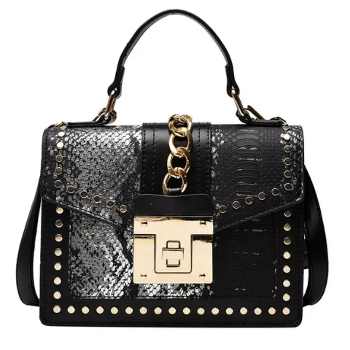 Sac à Main à Strass et Chaîne Dorée - Brillance et Élégance Assurées