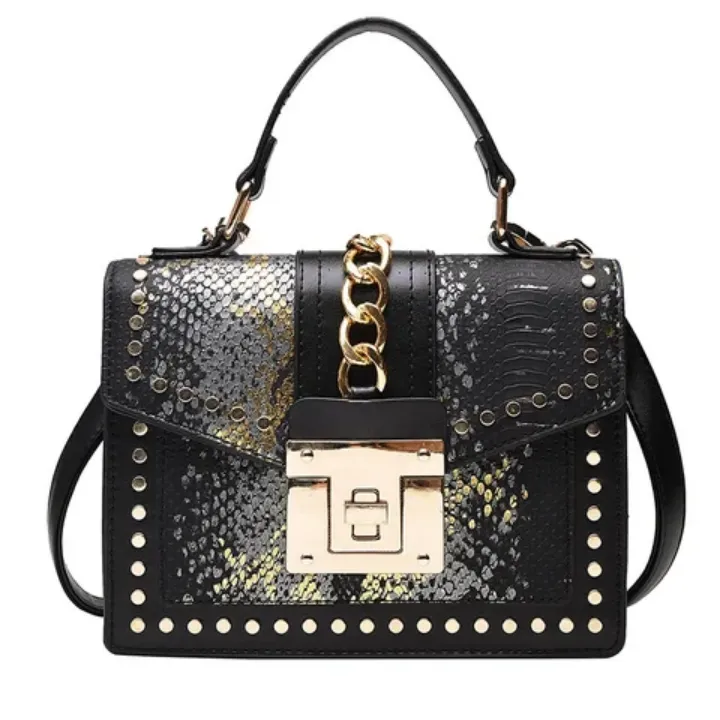 Sac à Main à Strass et Chaîne Dorée - Brillance et Élégance Assurées