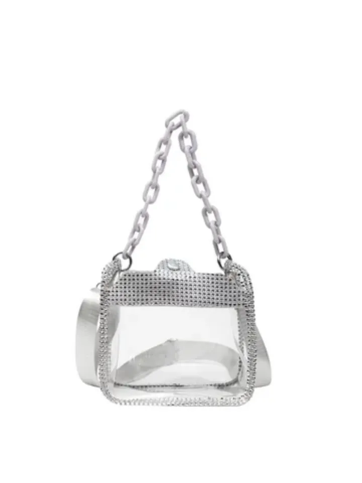Sac Transparent à Chaîne et Strass - Tendance et Originalité