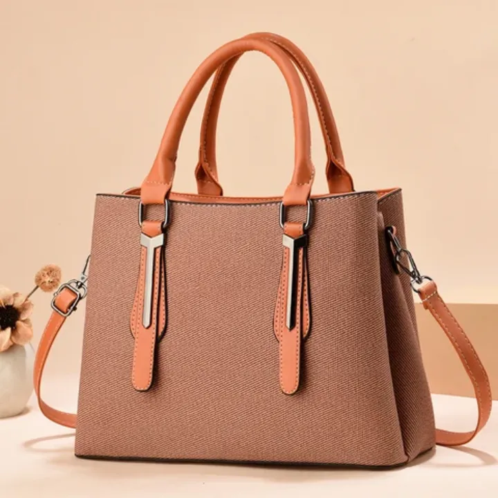 Sac à Main en Tissu et Simili Cuir - Style Naturel et Élégant