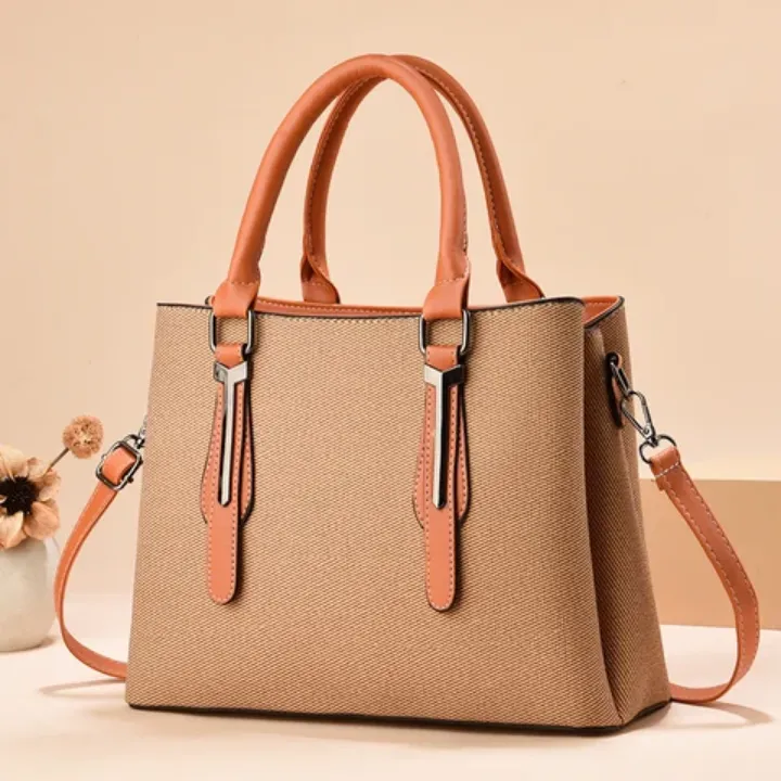 Sac à Main en Tissu et Simili Cuir - Style Naturel et Élégant