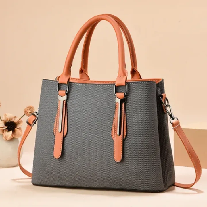 Sac à Main en Tissu et Simili Cuir - Style Naturel et Élégant