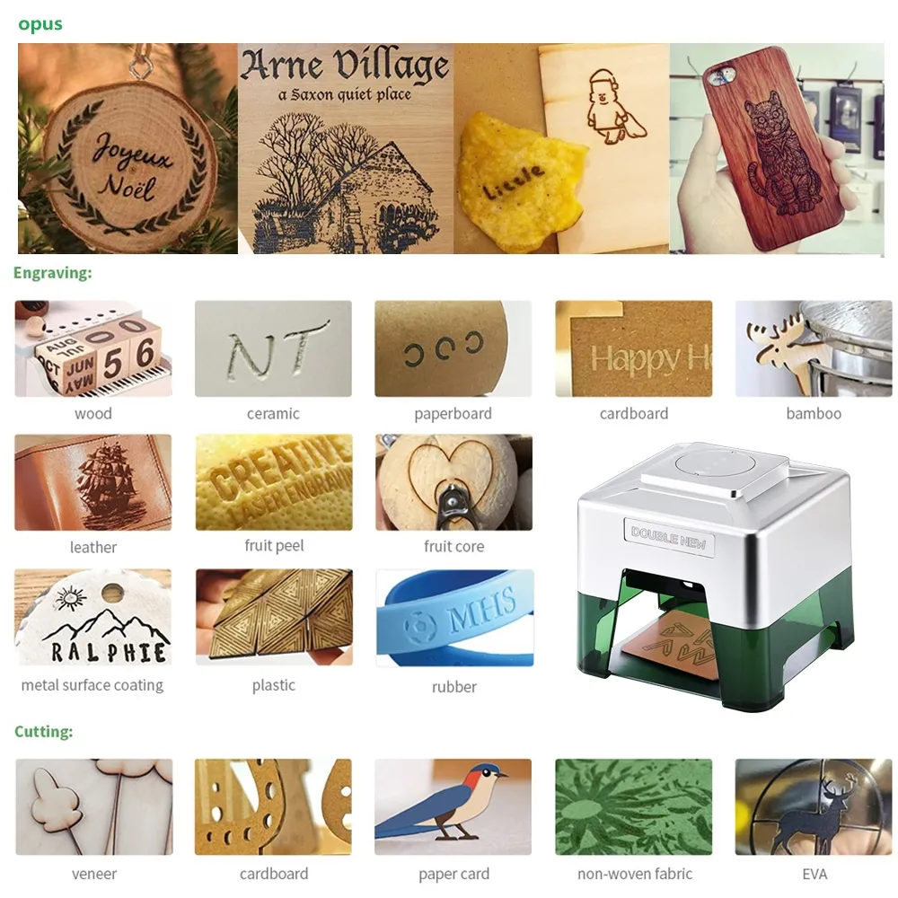 Mini Graveur Laser Bluetooth Haute Précision - 98x88mm - Gravure Métal, Bois, Cuir, Verre - Contrôle via App Mobile et PC