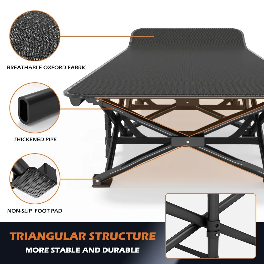 Lit de Camping Pliable en Acier et Tissu Oxford - Léger, Résistant et Compact - Idéal pour l’Extérieur, la Plage, la Randonnée ou les Urgences