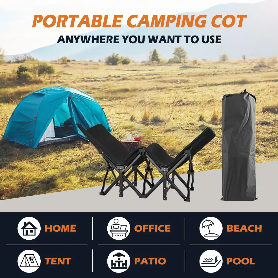 Lit de Camping Pliable en Acier et Tissu Oxford - Léger, Résistant et Compact - Idéal pour l’Extérieur, la Plage, la Randonnée ou les Urgences