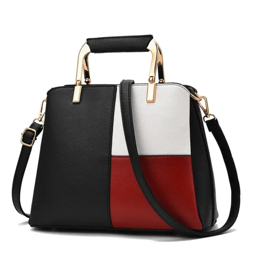 Sac à main femme en cuir PU tricolore – Élégant et tendance avec poignée rigide et bandoulière