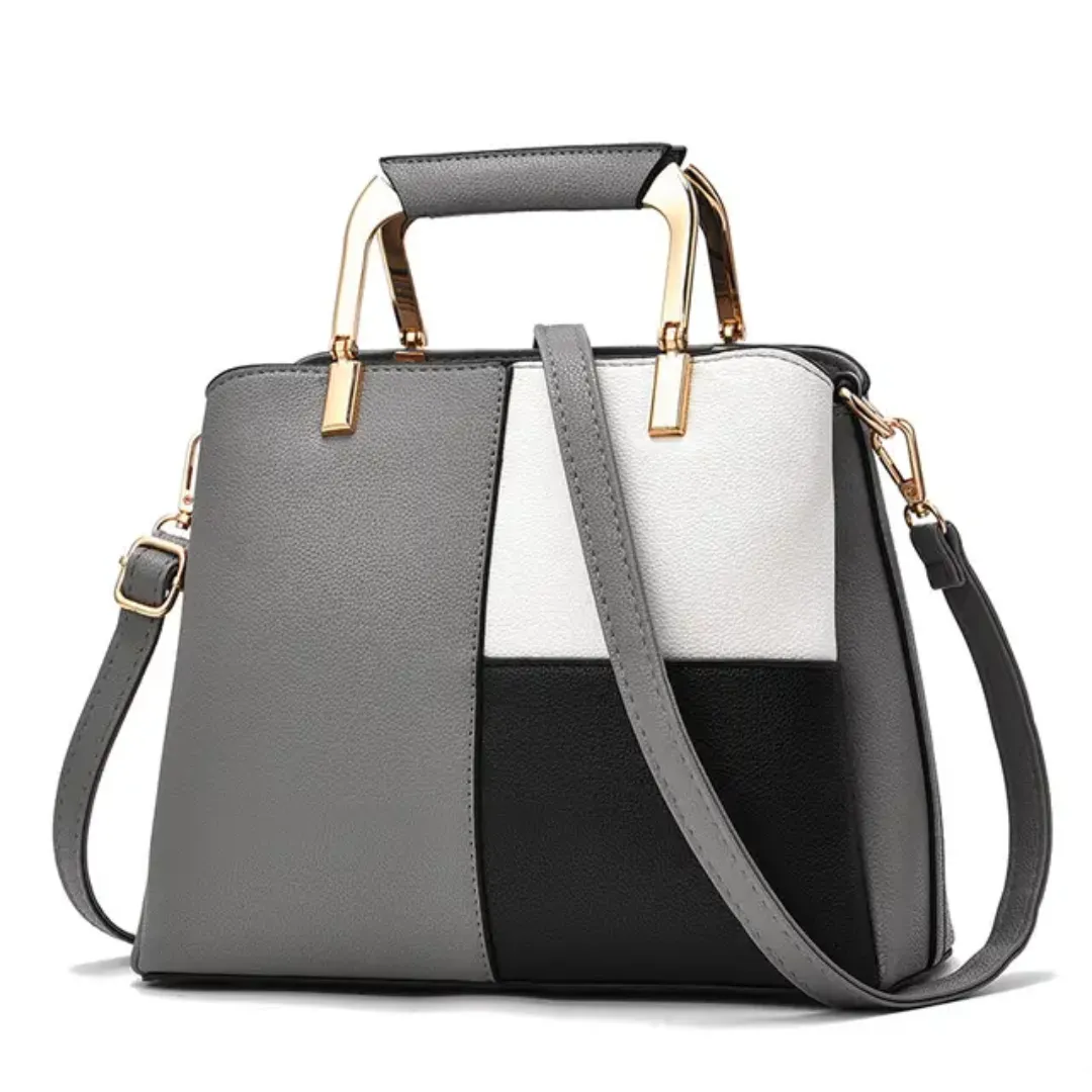 Sac à main femme en cuir PU tricolore – Élégant et tendance avec poignée rigide et bandoulière