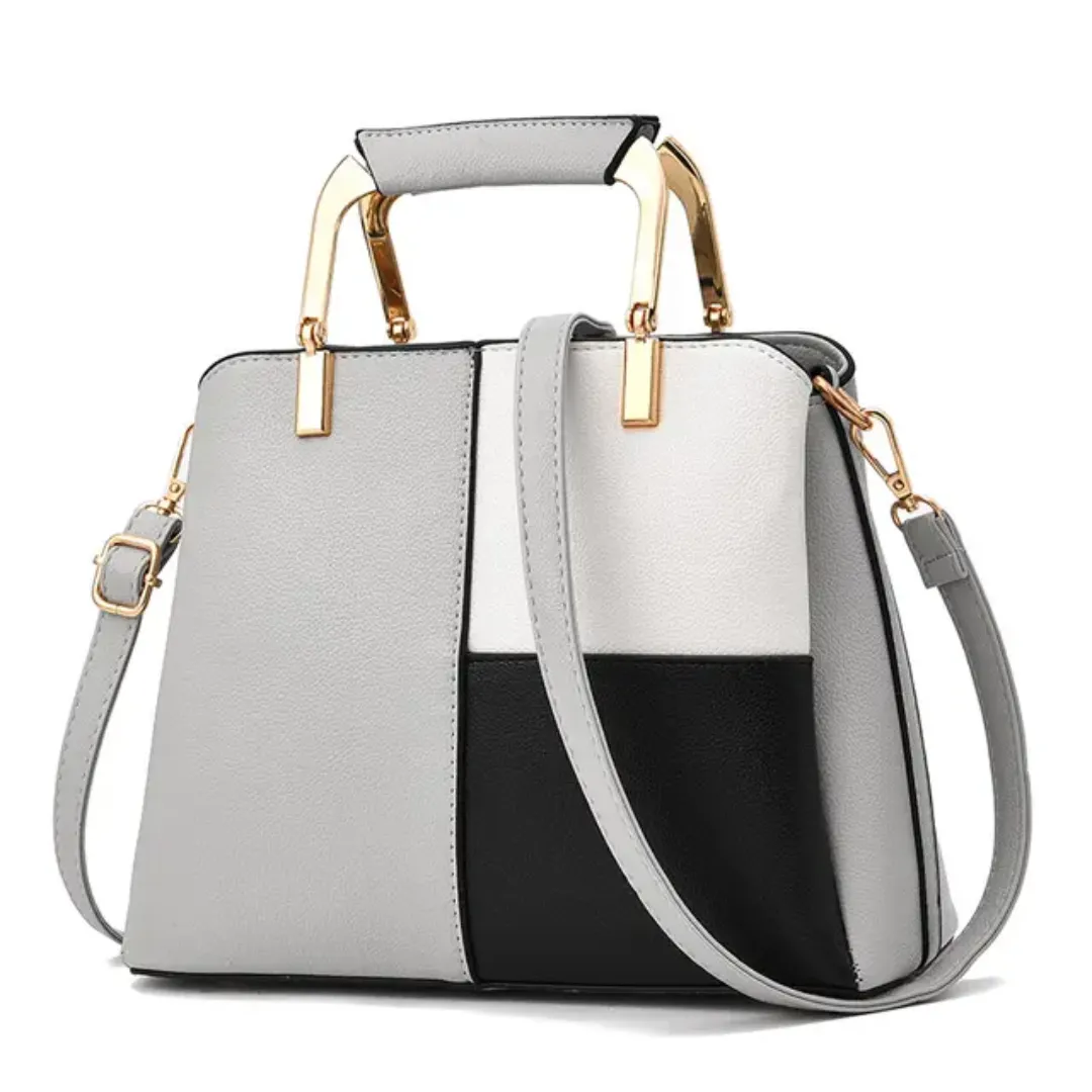 Sac à main femme en cuir PU tricolore – Élégant et tendance avec poignée rigide et bandoulière