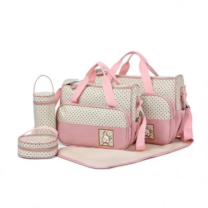 Set Complet 5 Pièces Sac à Langer Bébé – Grand et Petit Sac, Porte-Biberon, Pochette, Tapis à Langer – Pratique et Élégant