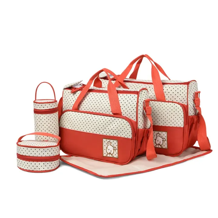 Set Complet 5 Pièces Sac à Langer Bébé – Grand et Petit Sac, Porte-Biberon, Pochette, Tapis à Langer – Pratique et Élégant