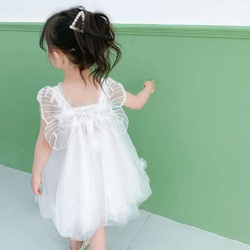 Robe Princesse Fille Ailes Papillon - Tulle Léger et Élégant - Tenue de Fête, Anniversaire, Baptême