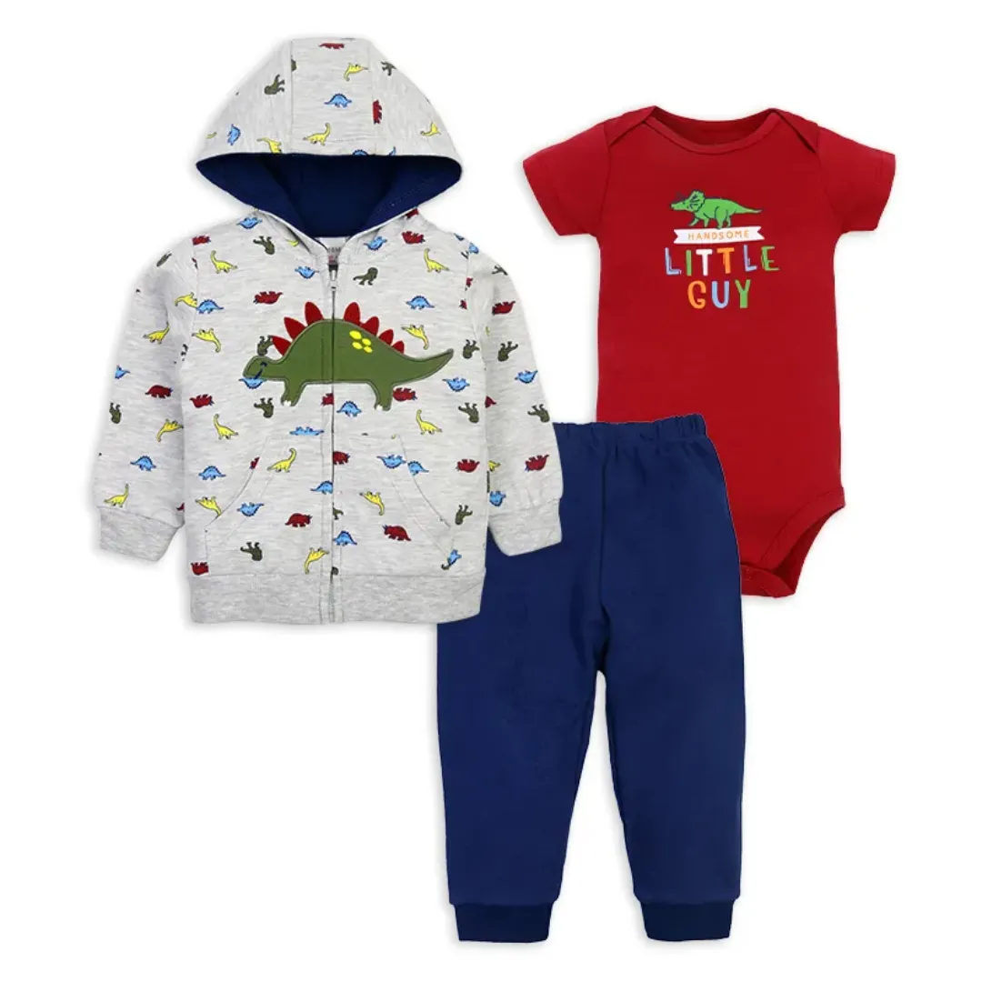 Ensemble 3 Pièces Bébé - Veste Capuche + Pantalon + Barboteuse - Coton Doux et Respirant - Tailles 6M à 24M