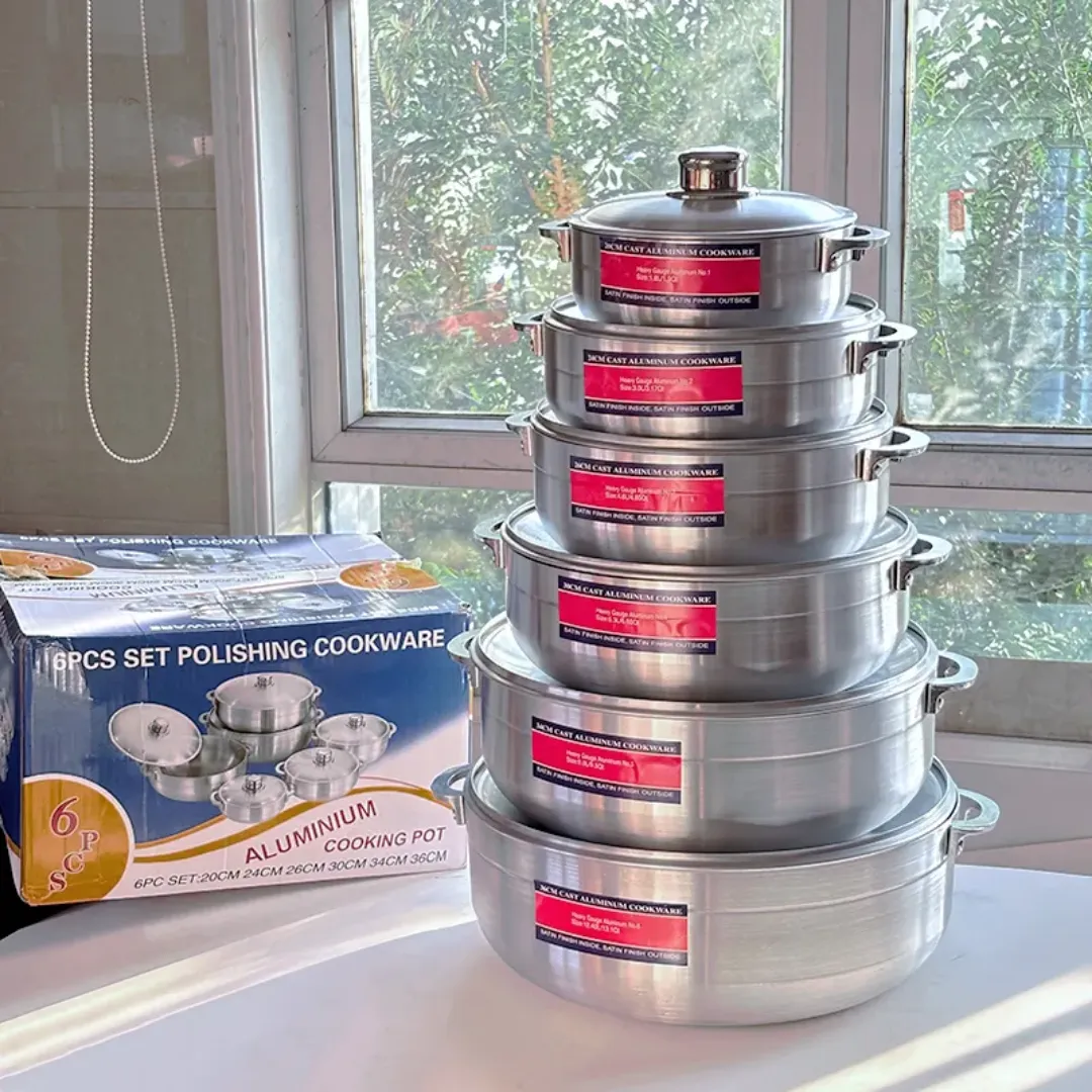 Batterie de Cuisine en Aluminium - 6 Casseroles Empilables avec Poignées Renforcées