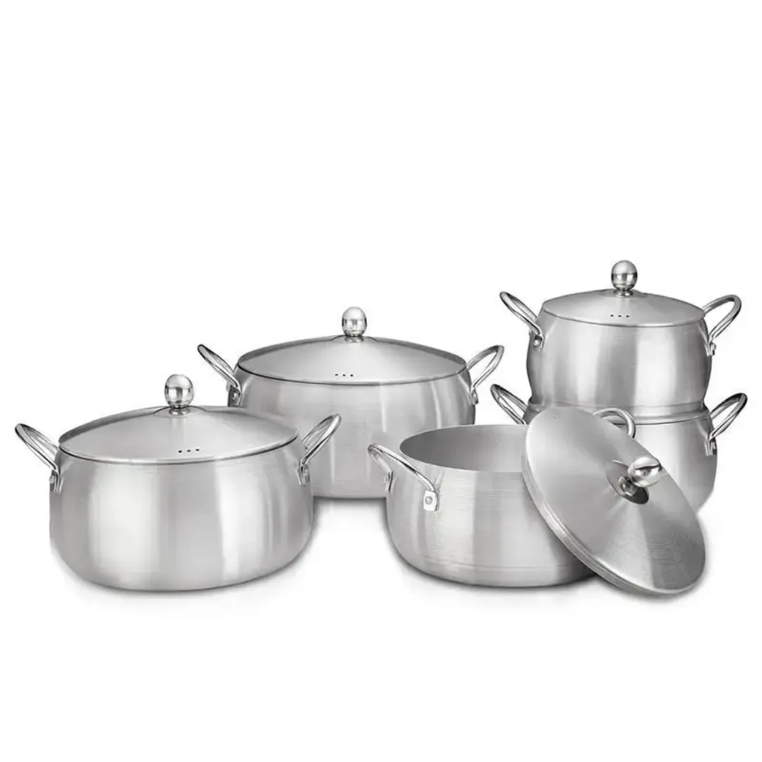 Batterie de Cuisine 5 Pièces en Acier Inoxydable - Marmites Robustes 16 à 24 cm pour Cuisson Familiale